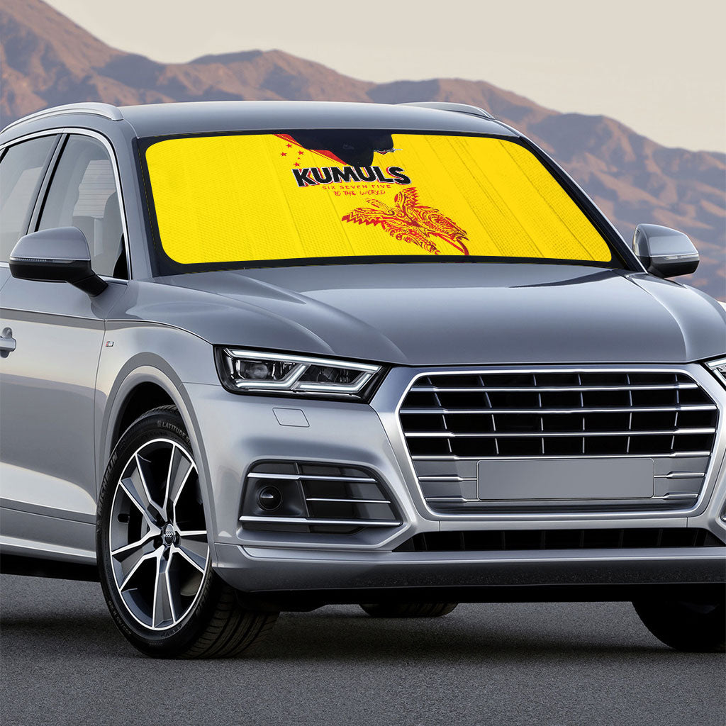 Papua New Guinea Rugby Auto Sun Shade Six Seven Five to The World - Melanesian Pattern