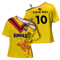 Papua New Guinea Rugby Custom Cross Shoulder Shirt Six Seven Five to The World - Melanesian Pattern