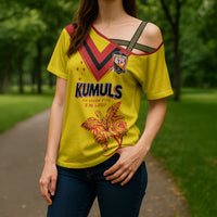 Papua New Guinea Rugby Custom Cross Shoulder Shirt Six Seven Five to The World - Melanesian Pattern