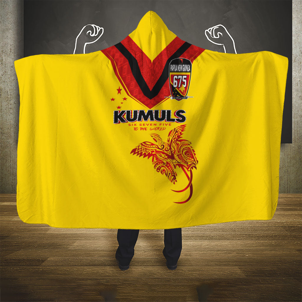 Papua New Guinea Rugby Hooded Blanket Six Seven Five to The World - Melanesian Pattern