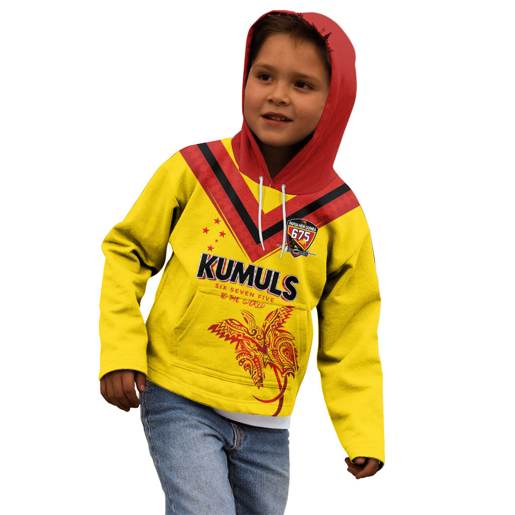 Papua New Guinea Rugby Custom Kid Hoodie Six Seven Five to The World - Melanesian Pattern