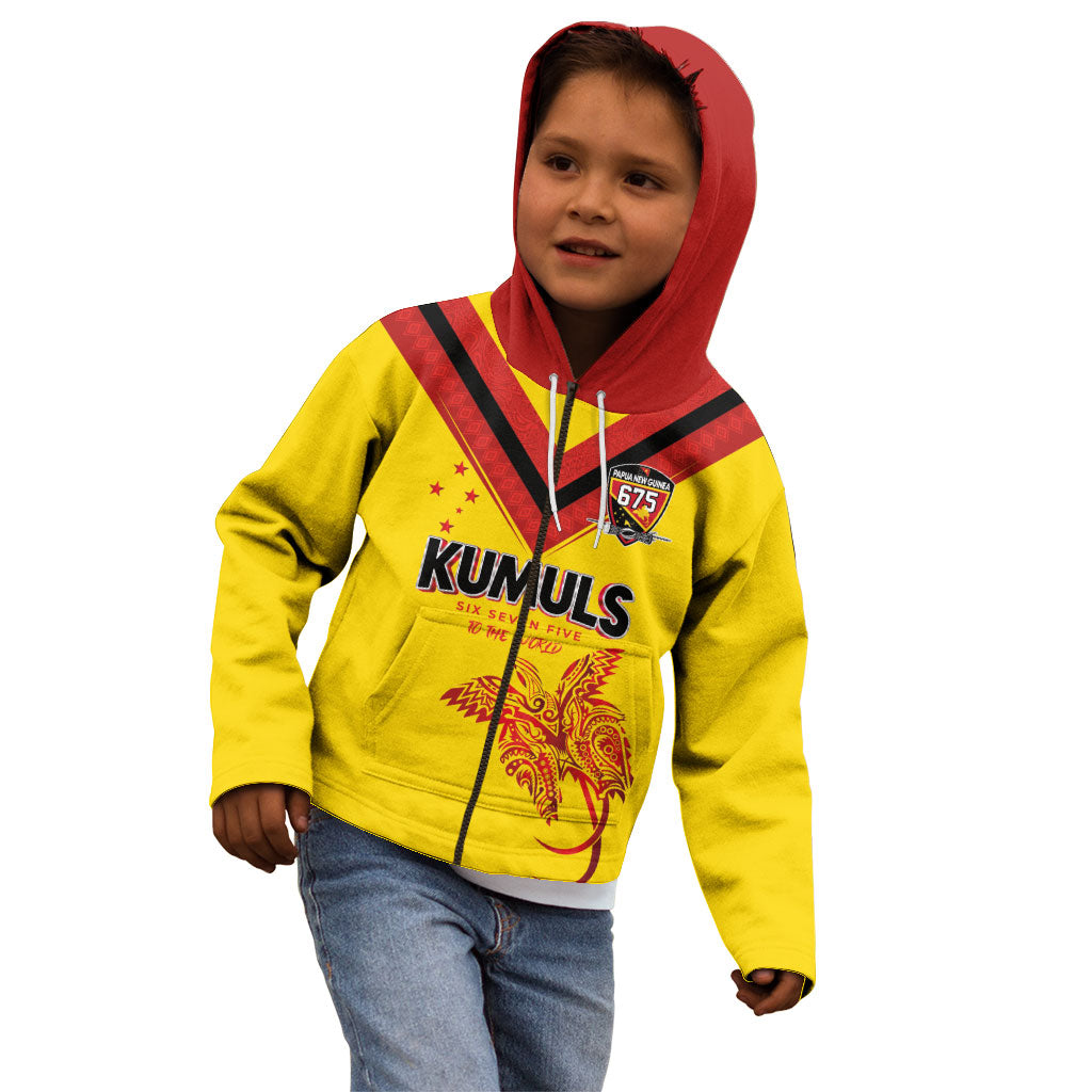 Papua New Guinea Rugby Custom Kid Hoodie Six Seven Five to The World - Melanesian Pattern