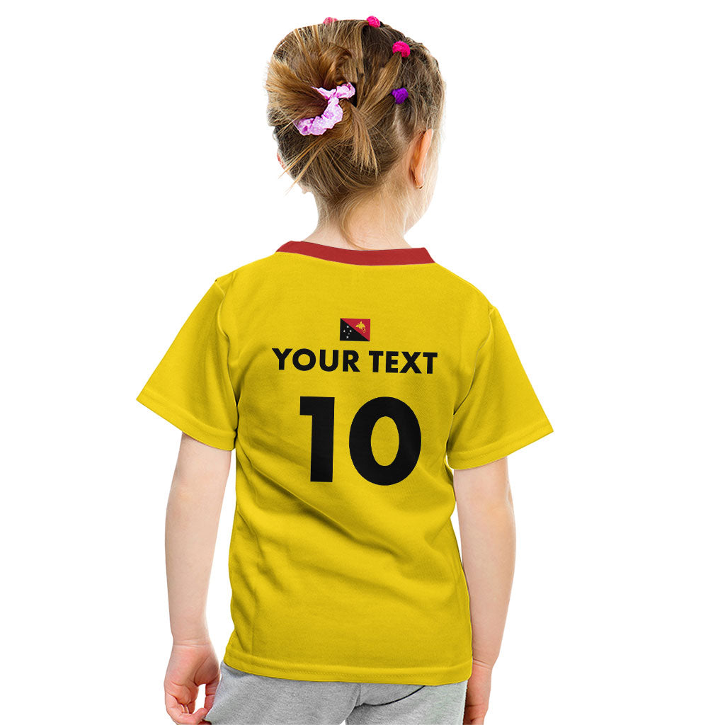 Papua New Guinea Rugby Custom Kid T Shirt Six Seven Five to The World - Melanesian Pattern