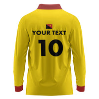 Papua New Guinea Rugby Custom Long Sleeve Polo Shirt Six Seven Five to The World - Melanesian Pattern