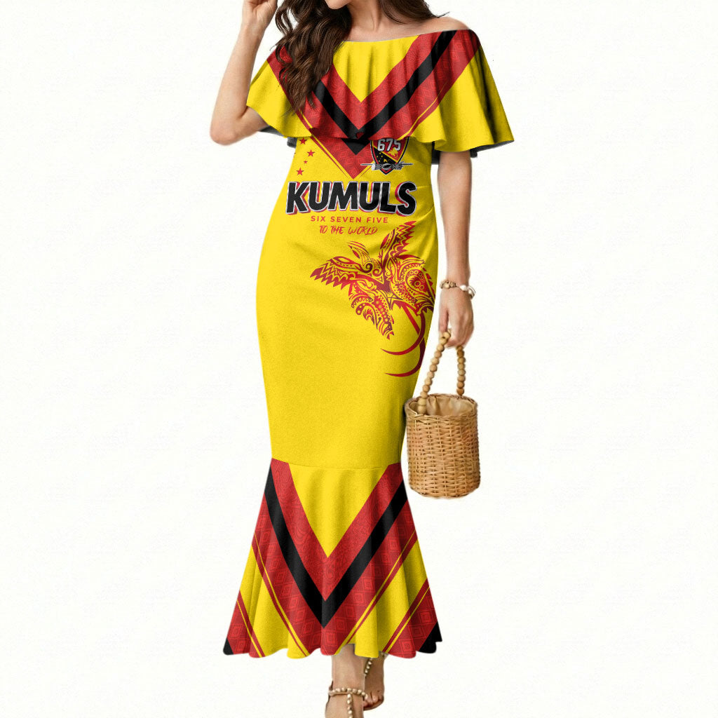 Papua New Guinea Rugby Custom Mermaid Dress Six Seven Five to The World - Melanesian Pattern