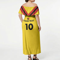 Papua New Guinea Rugby Custom Off Shoulder Maxi Dress Six Seven Five to The World - Melanesian Pattern
