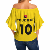 Papua New Guinea Rugby Custom Off Shoulder Wrap Waist Top Six Seven Five to The World - Melanesian Pattern