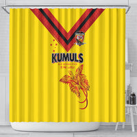 Papua New Guinea Rugby Shower Curtain Six Seven Five to The World - Melanesian Pattern