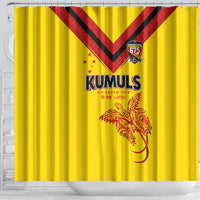 Papua New Guinea Rugby Shower Curtain Six Seven Five to The World - Melanesian Pattern