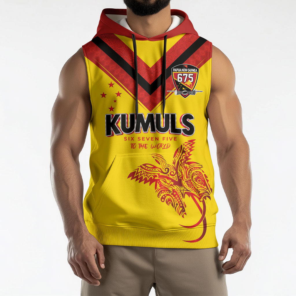 Papua New Guinea Rugby Custom Sleeveless Hoodie Six Seven Five to The World - Melanesian Pattern