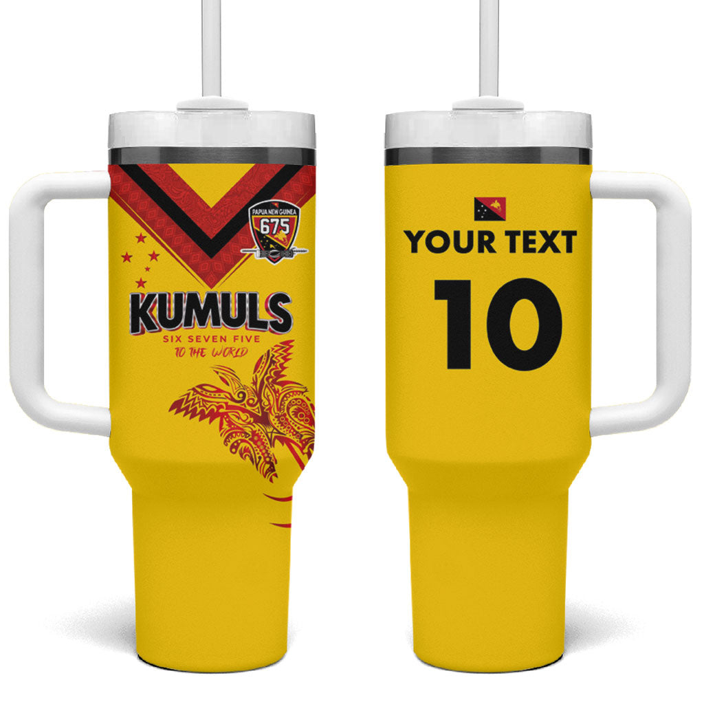 Papua New Guinea Rugby Custom Tumbler With Handle Six Seven Five to The World - Melanesian Pattern