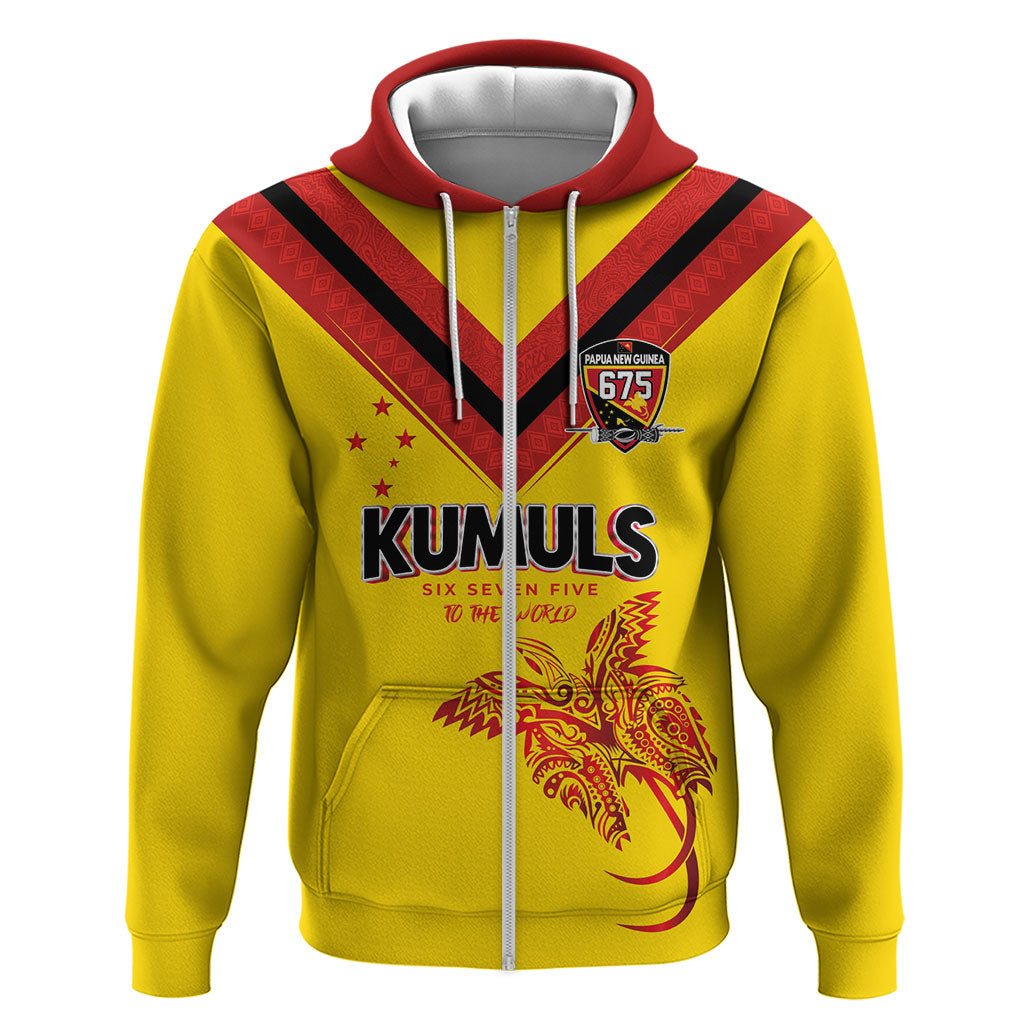 Papua New Guinea Rugby Custom Zip Hoodie Six Seven Five to The World - Melanesian Pattern
