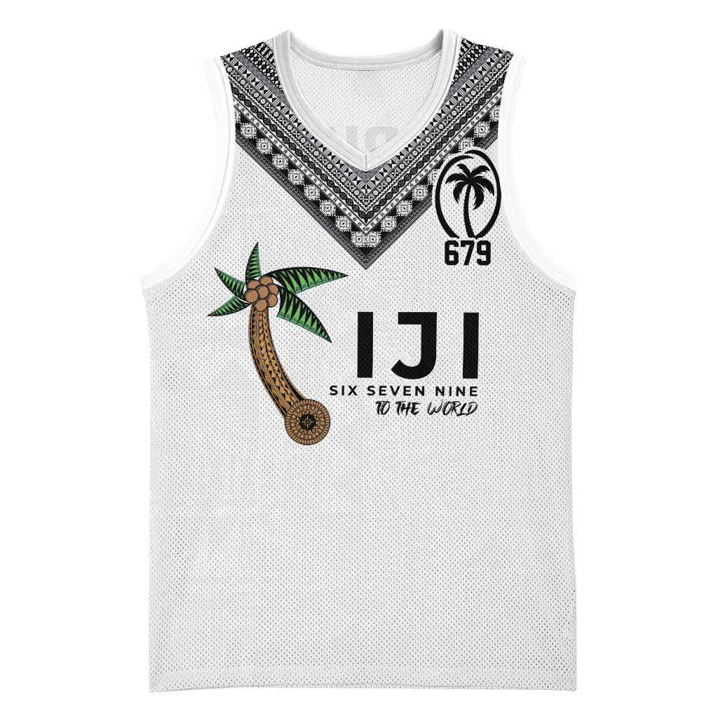 Fijian Rugby Basketball Jersey Six Seven Nine to The World - Tapa Pattern