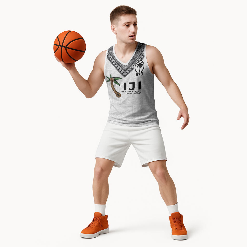 Fijian Rugby Basketball Jersey Six Seven Nine to The World - Tapa Pattern