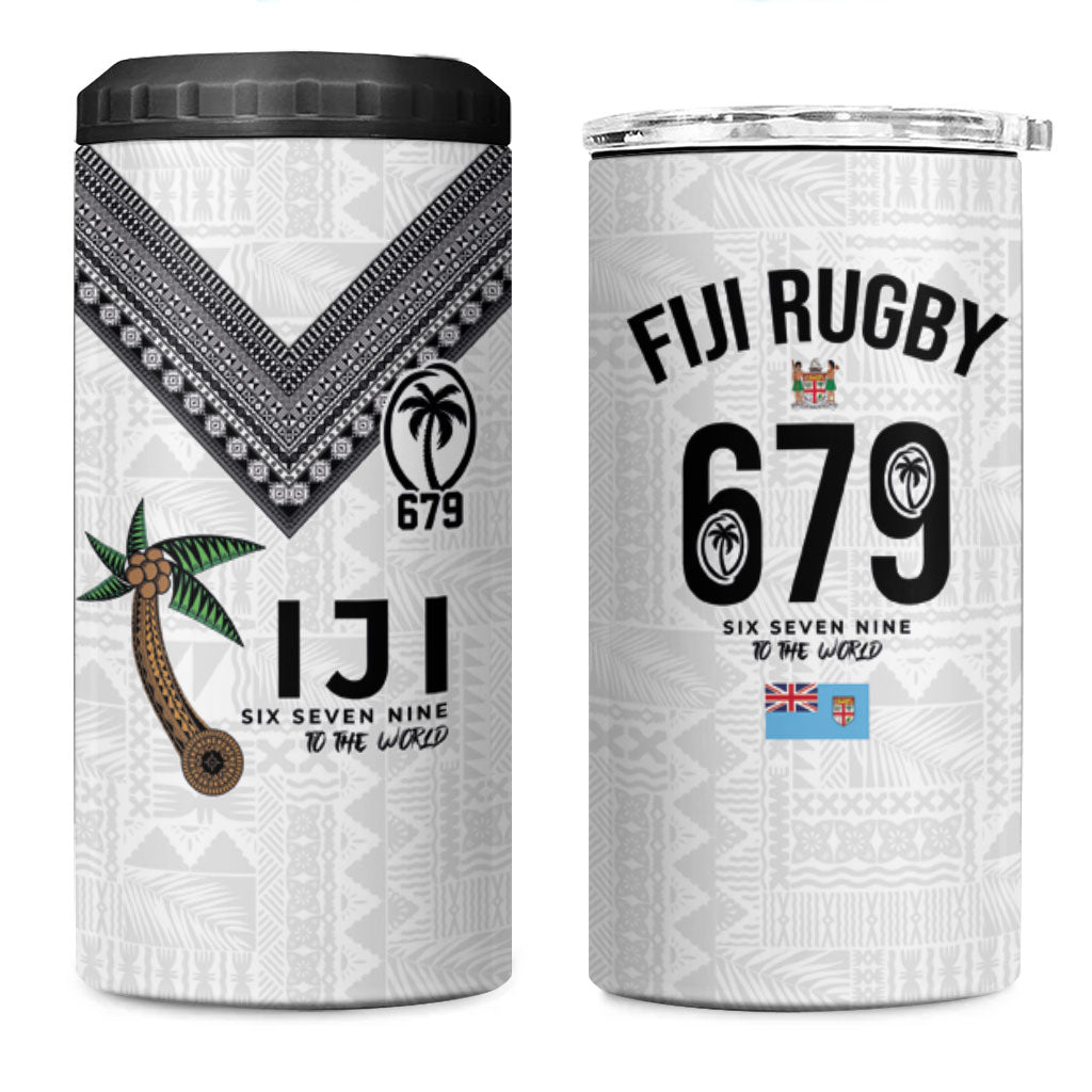 Fijian Rugby 4 in 1 Can Cooler Tumbler Six Seven Nine to The World - Tapa Pattern