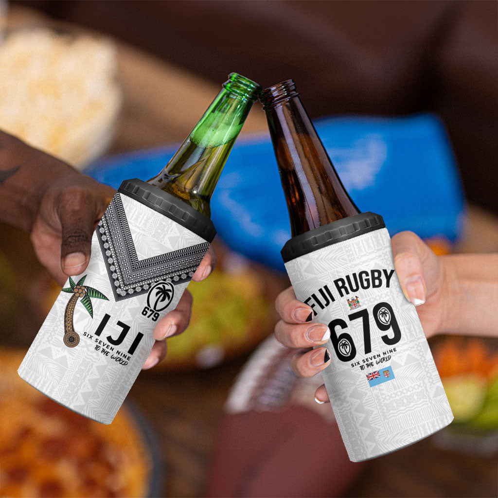 Fijian Rugby 4 in 1 Can Cooler Tumbler Six Seven Nine to The World - Tapa Pattern