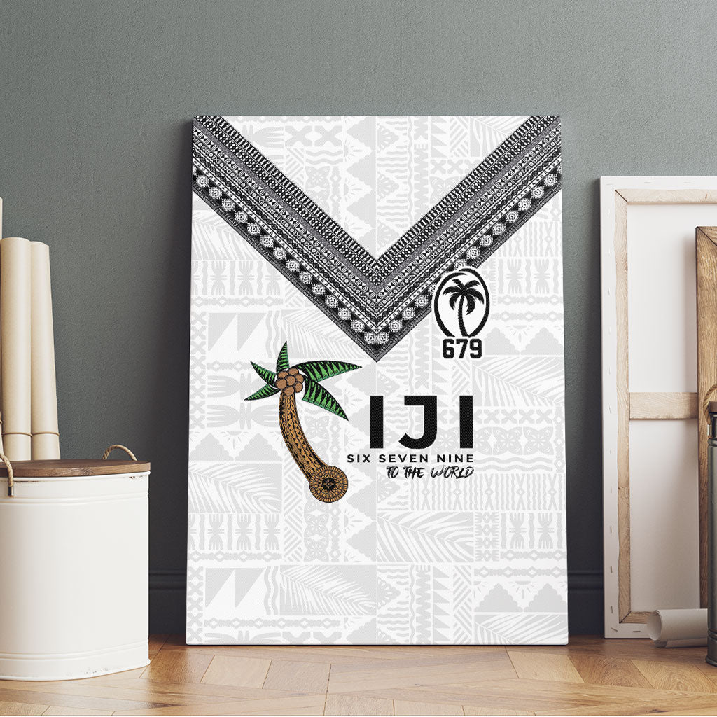 Fijian Rugby Canvas Wall Art Six Seven Nine to The World - Tapa Pattern