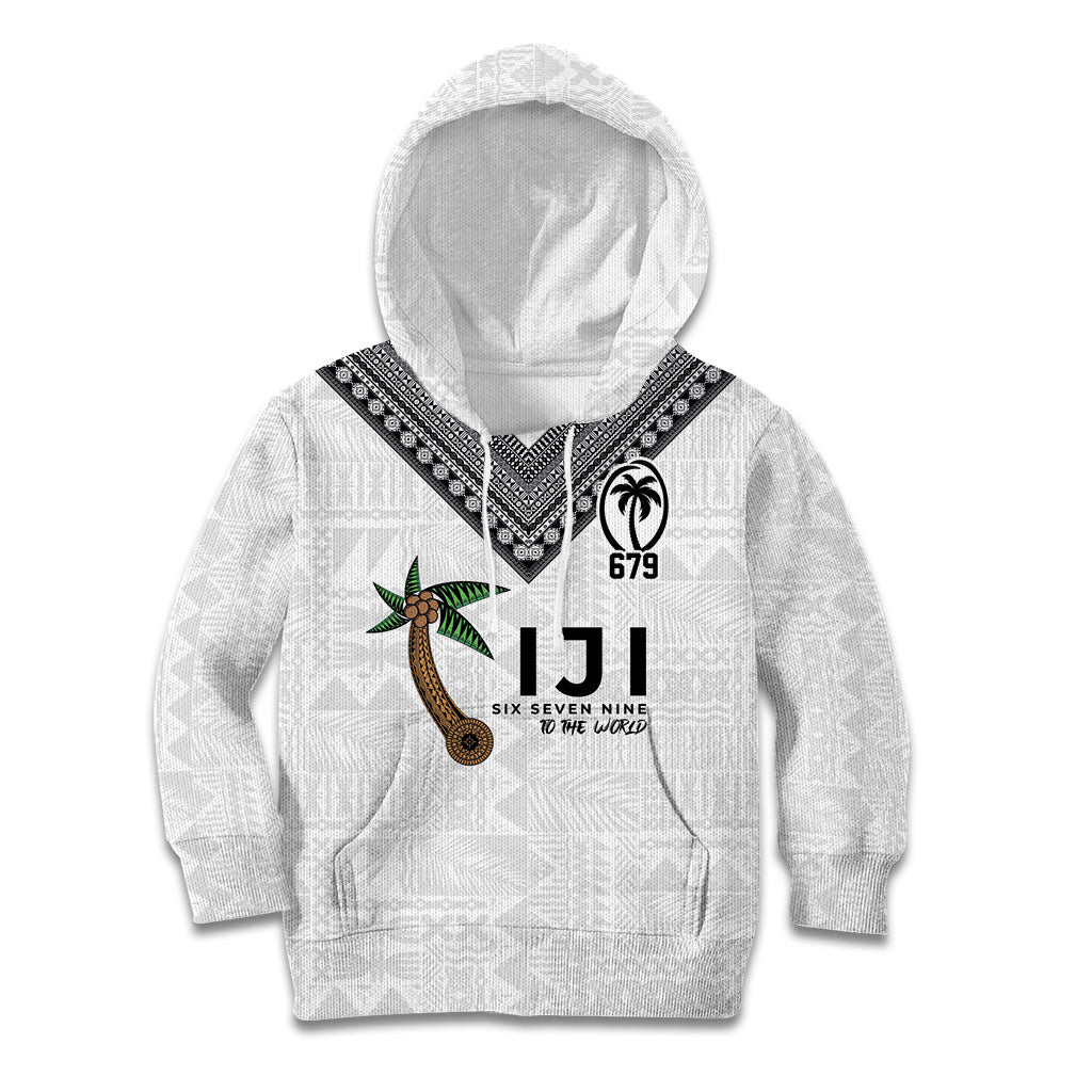Fijian Rugby Kid Hoodie Six Seven Nine to The World - Tapa Pattern