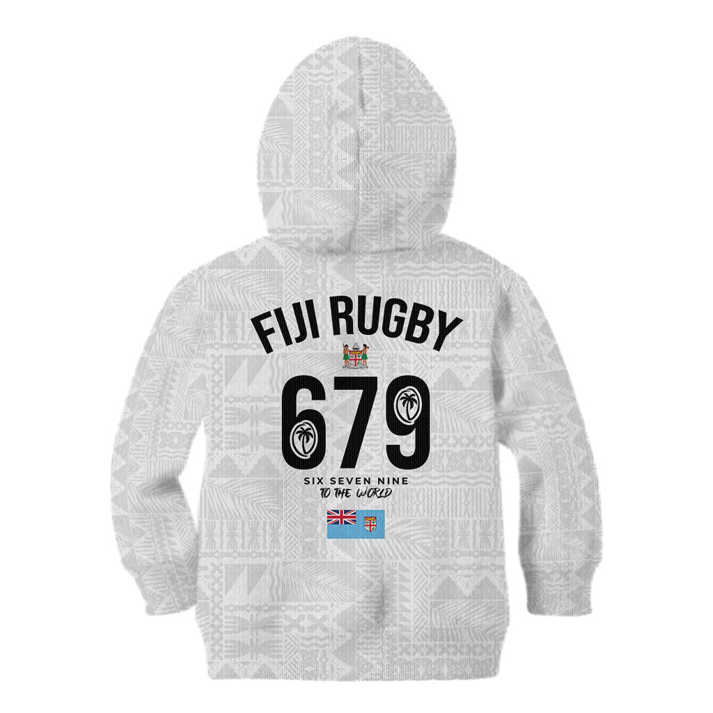 Fijian Rugby Kid Hoodie Six Seven Nine to The World - Tapa Pattern