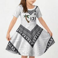 Fijian Rugby Kid Short Sleeve Dress Six Seven Nine to The World - Tapa Pattern