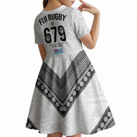 Fijian Rugby Kid Short Sleeve Dress Six Seven Nine to The World - Tapa Pattern
