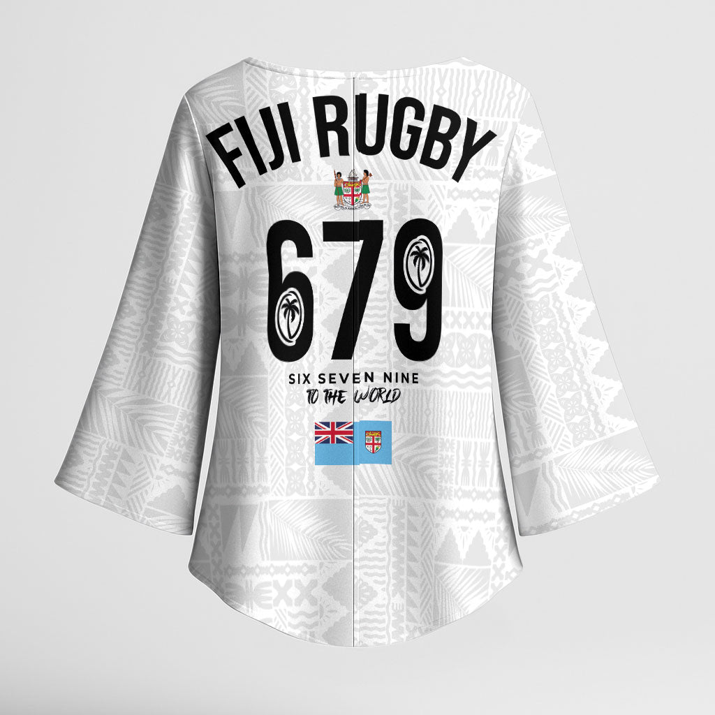 Fijian Rugby Kimono Sleeve Blouse Six Seven Nine to The World - Tapa Pattern