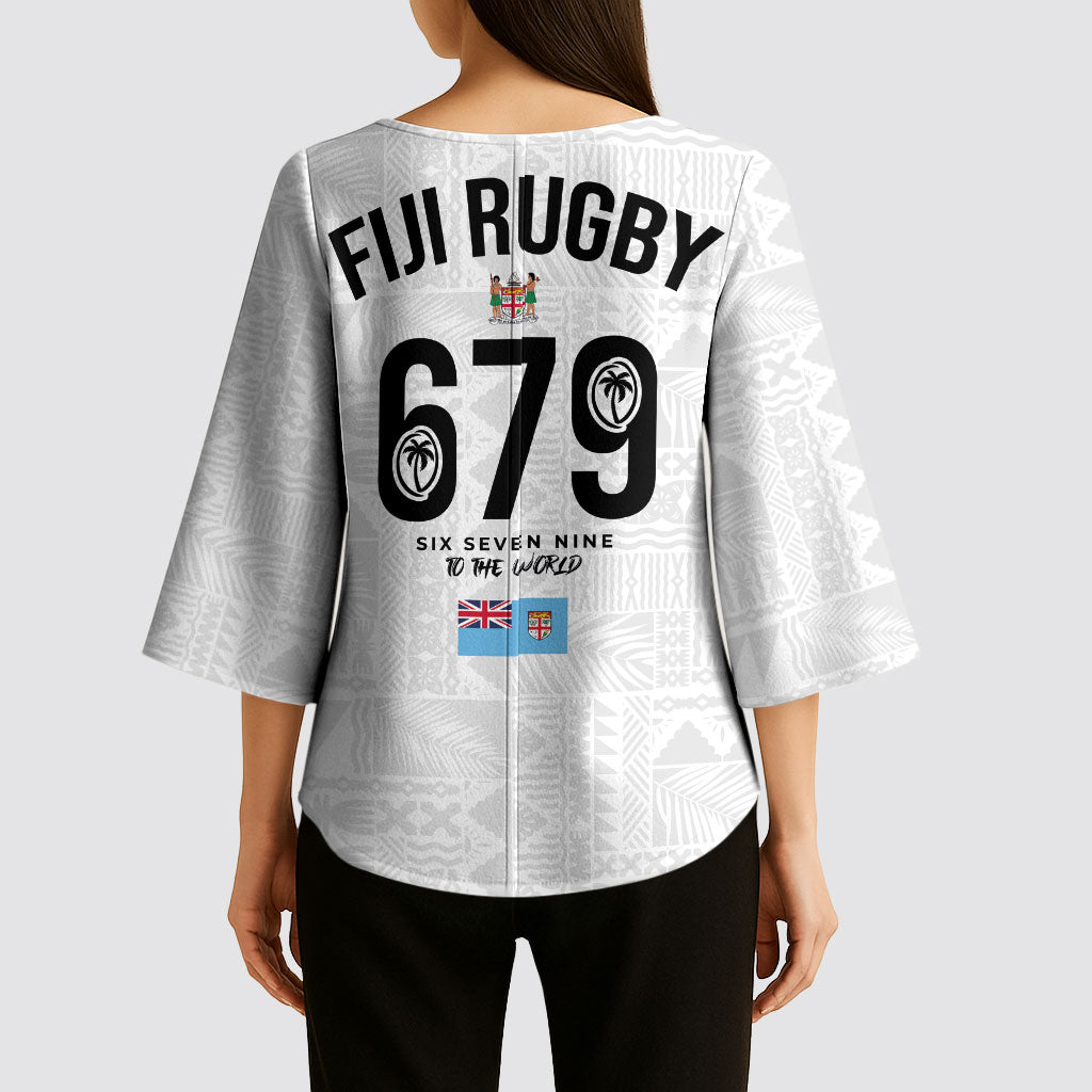 Fijian Rugby Kimono Sleeve Blouse Six Seven Nine to The World - Tapa Pattern