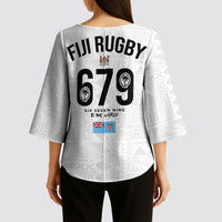 Fijian Rugby Kimono Sleeve Blouse Six Seven Nine to The World - Tapa Pattern