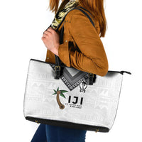 Fijian Rugby Leather Tote Bag Six Seven Nine to The World - Tapa Pattern