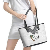 Fijian Rugby Leather Tote Bag Six Seven Nine to The World - Tapa Pattern