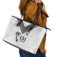 Fijian Rugby Leather Tote Bag Six Seven Nine to The World - Tapa Pattern
