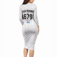 Fijian Rugby Long Sleeve Bodycon Dress Six Seven Nine to The World - Tapa Pattern