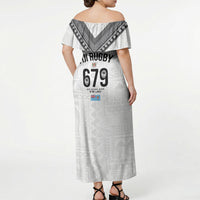 Fijian Rugby Off Shoulder Maxi Dress Six Seven Nine to The World - Tapa Pattern