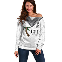Fijian Rugby Off Shoulder Sweater Six Seven Nine to The World - Tapa Pattern