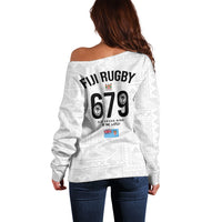 Fijian Rugby Off Shoulder Sweater Six Seven Nine to The World - Tapa Pattern