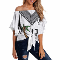 Fijian Rugby Off Shoulder Wrap Waist Top Six Seven Nine to The World - Tapa Pattern