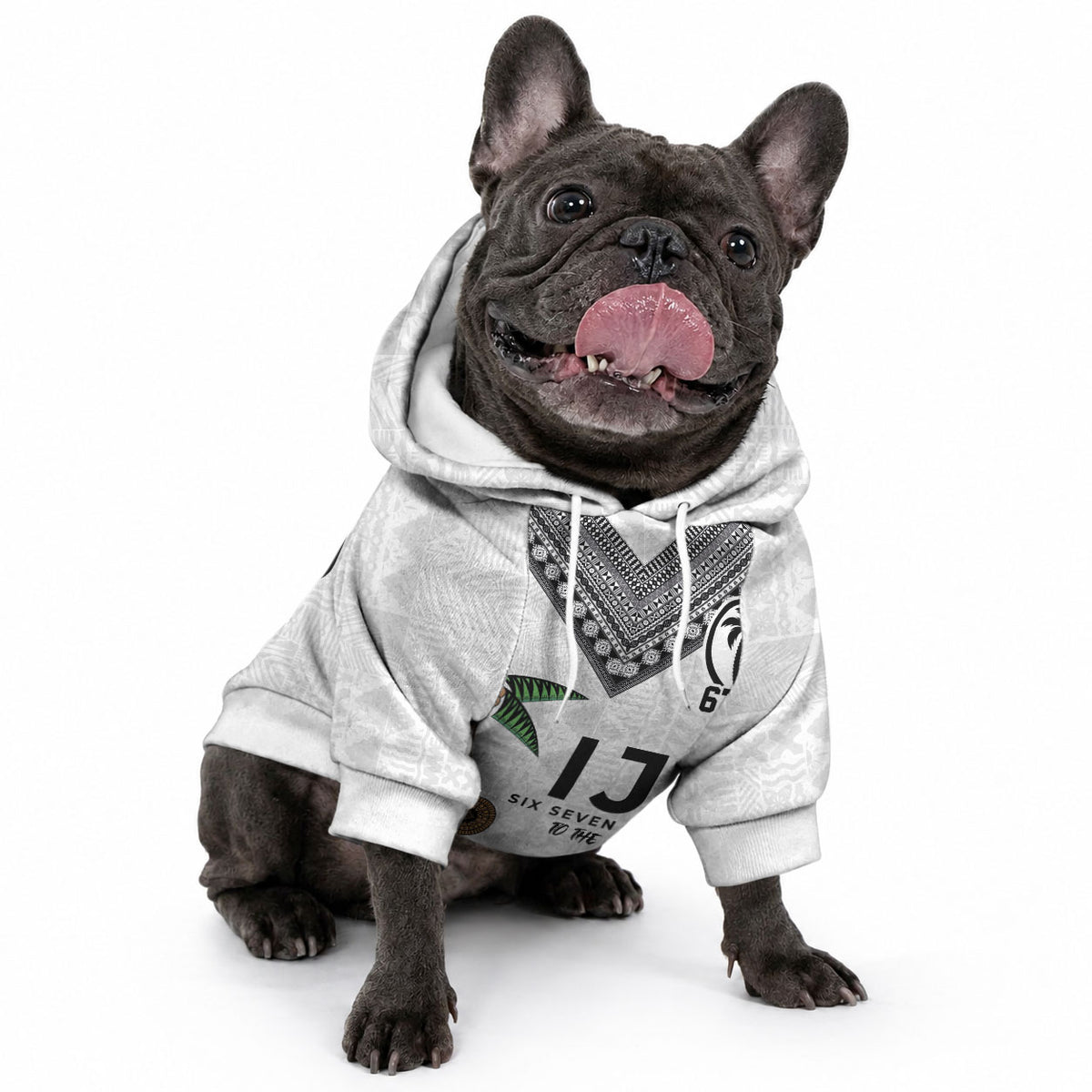 Fijian Rugby Pet Hoodie Six Seven Nine to The World - Tapa Pattern