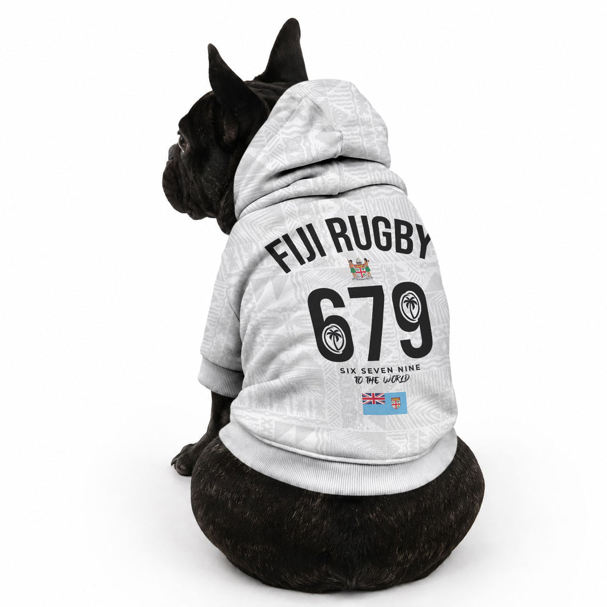 Fijian Rugby Pet Hoodie Six Seven Nine to The World - Tapa Pattern