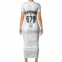 Fijian Rugby Short Sleeve Bodycon Dress Six Seven Nine to The World - Tapa Pattern
