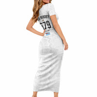 Fijian Rugby Short Sleeve Bodycon Dress Six Seven Nine to The World - Tapa Pattern