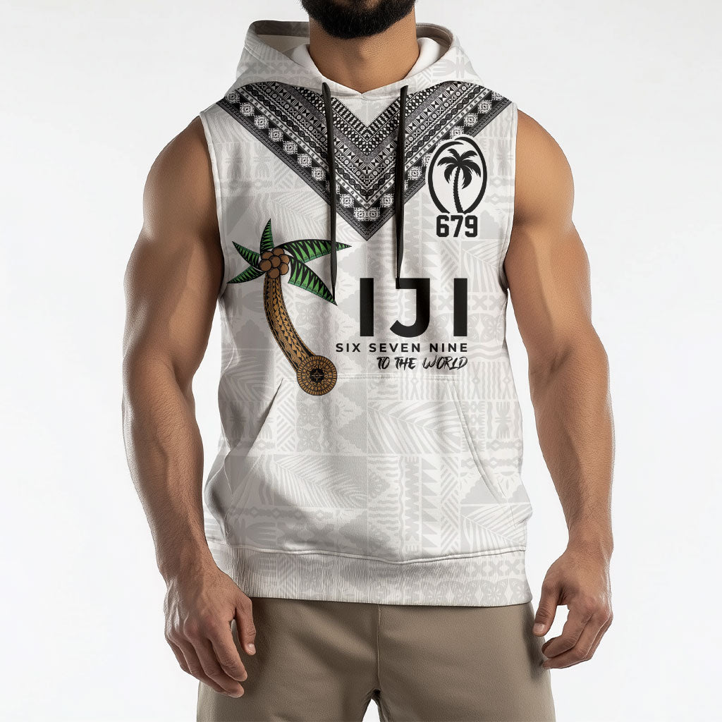 Fijian Rugby Sleeveless Hoodie Six Seven Nine to The World - Tapa Pattern