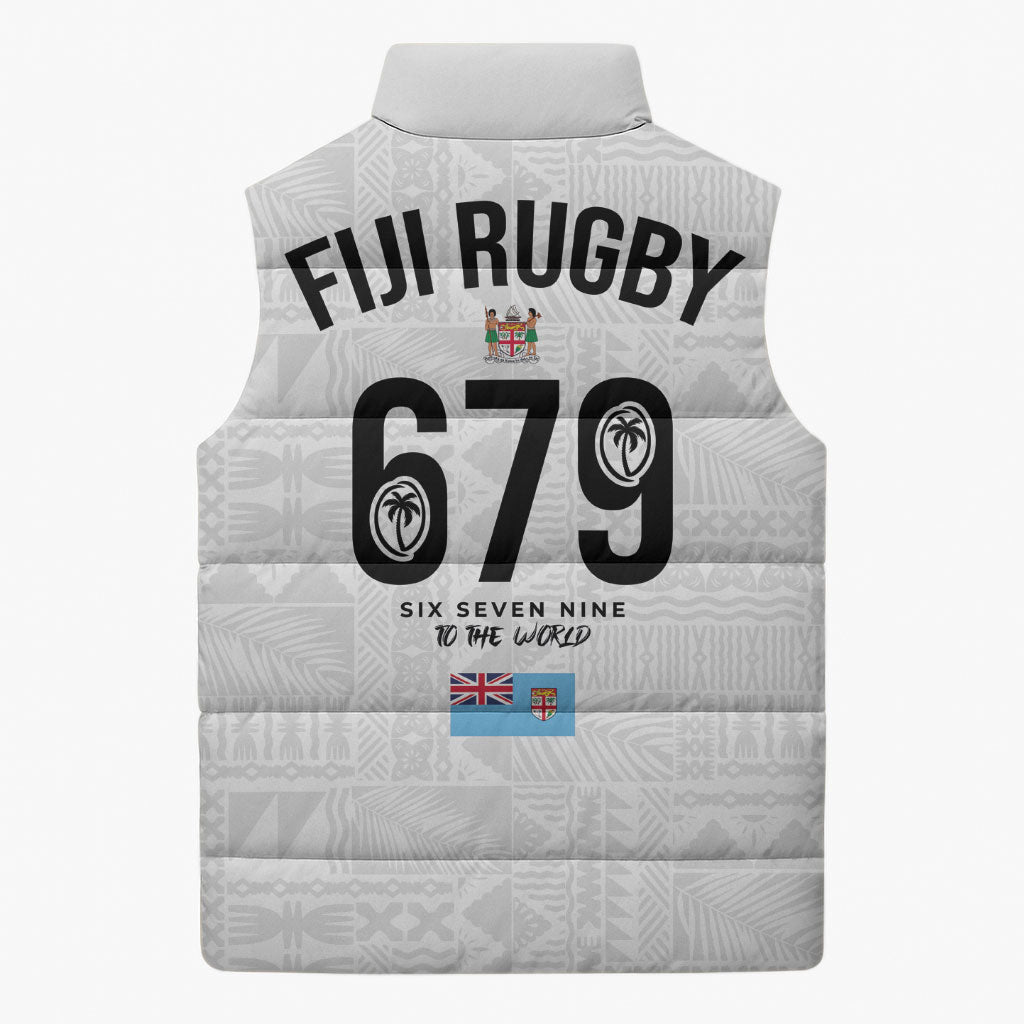 Fijian Rugby Sleeveless Puffer Jacket Six Seven Nine to The World - Tapa Pattern