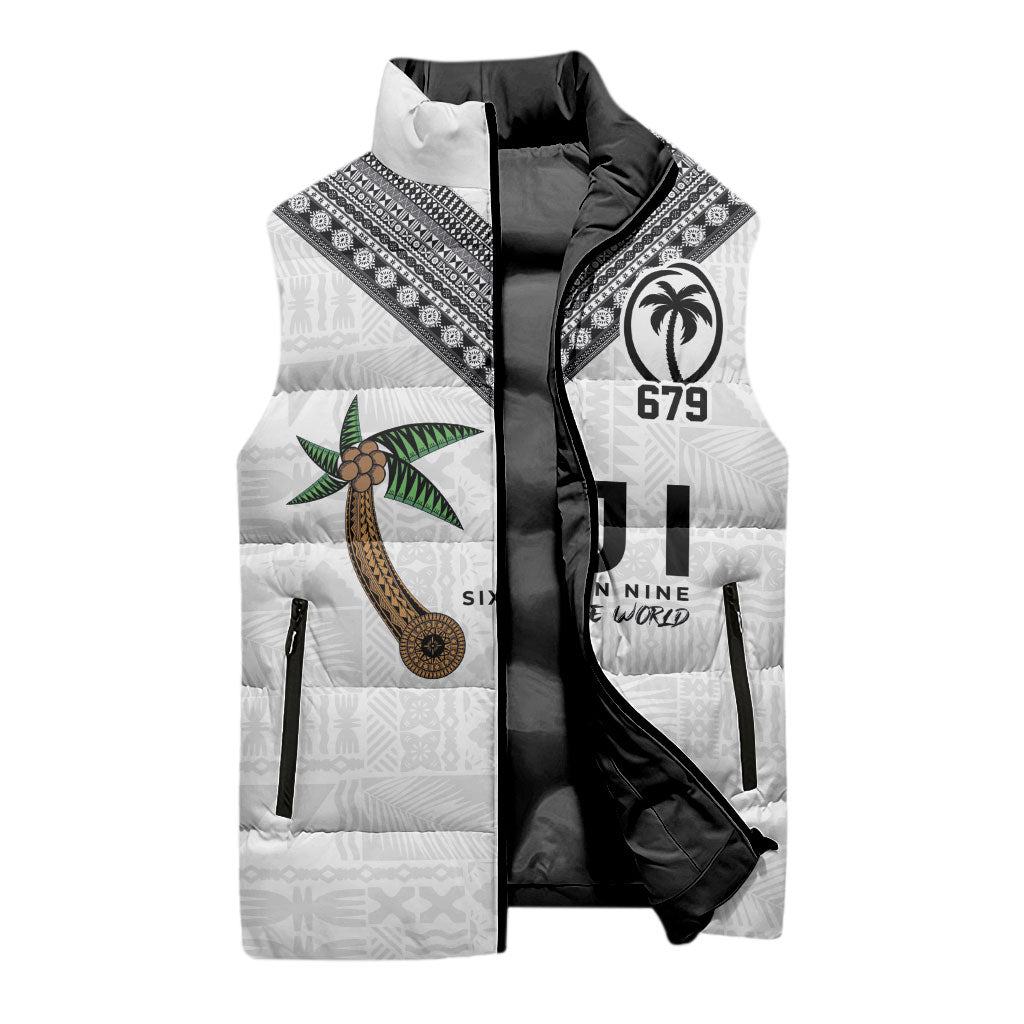 Fijian Rugby Sleeveless Puffer Jacket Six Seven Nine to The World - Tapa Pattern