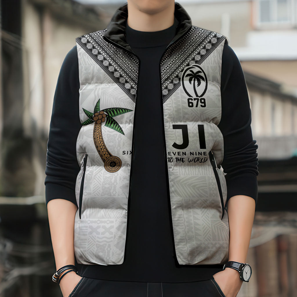 Fijian Rugby Sleeveless Puffer Jacket Six Seven Nine to The World - Tapa Pattern