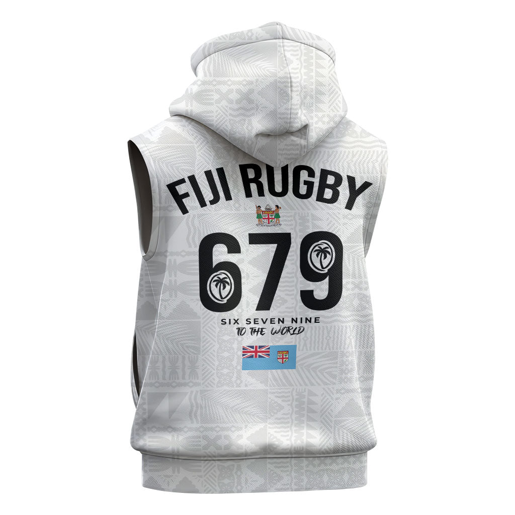 Fijian Rugby Sleeveless Zip Hoodie Six Seven Nine to The World - Tapa Pattern