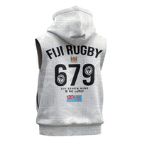 Fijian Rugby Sleeveless Zip Hoodie Six Seven Nine to The World - Tapa Pattern