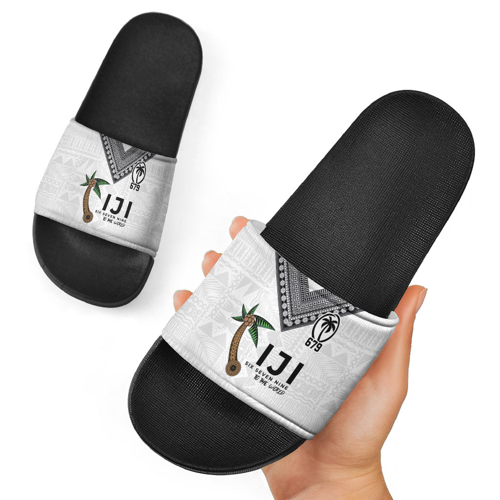 Fijian Rugby Slide Sandals Six Seven Nine to The World - Tapa Pattern