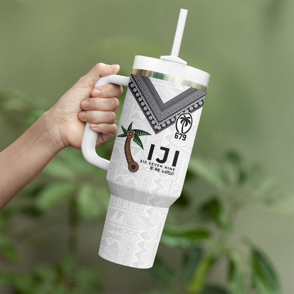 Fijian Rugby Tumbler With Handle Six Seven Nine to The World - Tapa Pattern