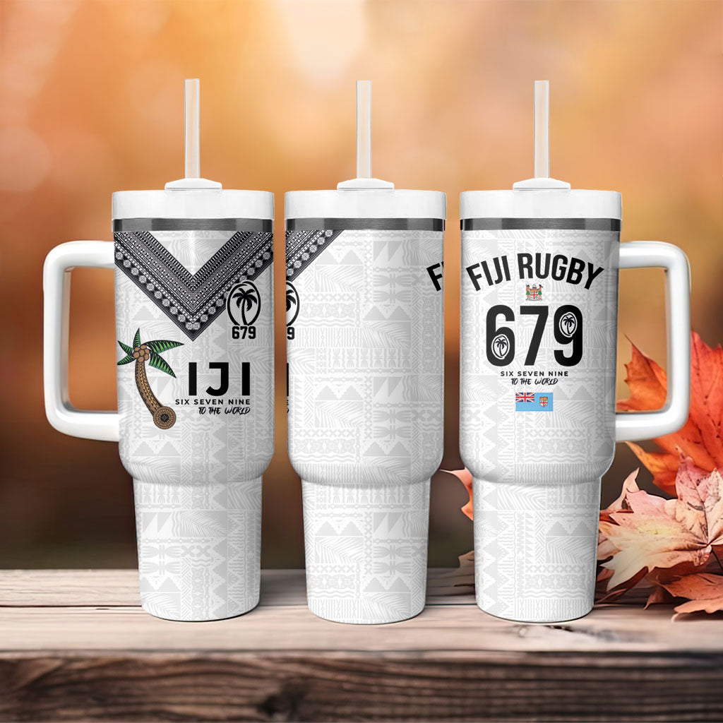 Fijian Rugby Tumbler With Handle Six Seven Nine to The World - Tapa Pattern