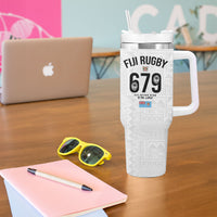 Fijian Rugby Tumbler With Handle Six Seven Nine to The World - Tapa Pattern